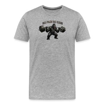 No Pain No Gain - Men's Premium Organic T-Shirt - heather grey - Front - Damien (186cm)