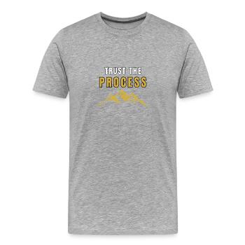 Vertrauen Sie dem Prozess – Motivational Mountain Design - Männer Premium Bio T-Shirt - Grau meliert - Vorne - Damien (186cm)