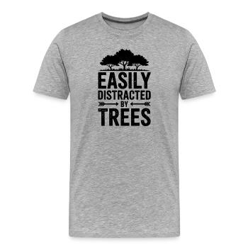 Arbres, Arbres, Arbres, Drôles d’Arbres, Cadeau - T-shirt bio Premium Homme - gris chiné - Devant - Damien (186cm)