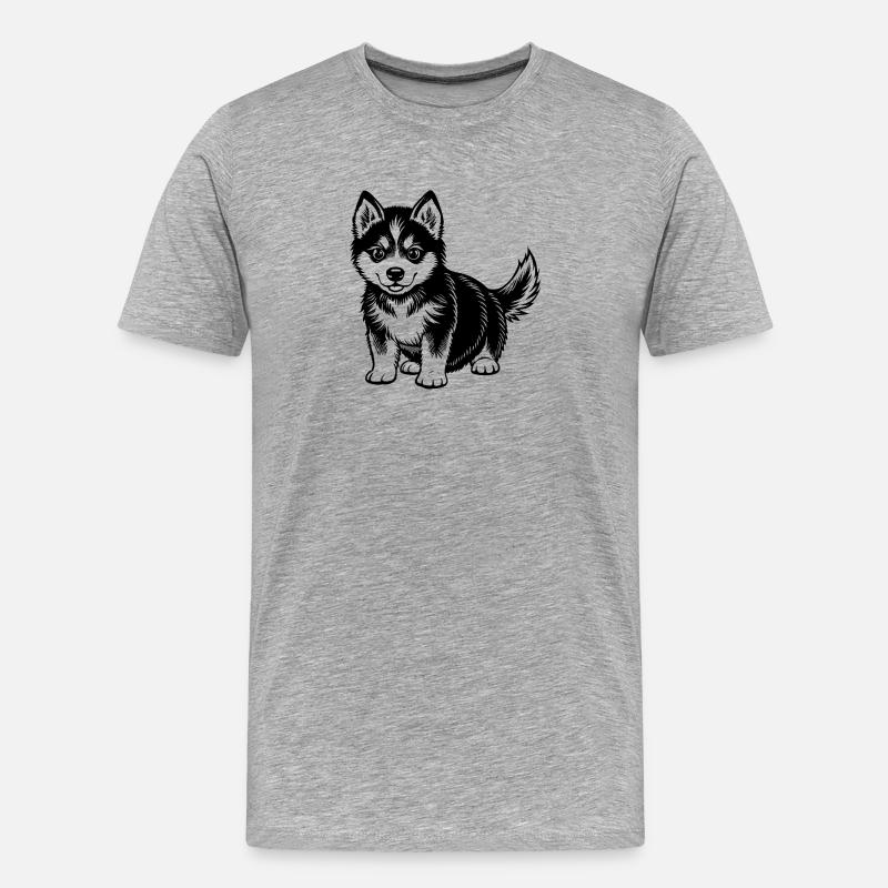 PETIT HUSKY MIGNON - T-shirt bio Premium Homme - gris chiné