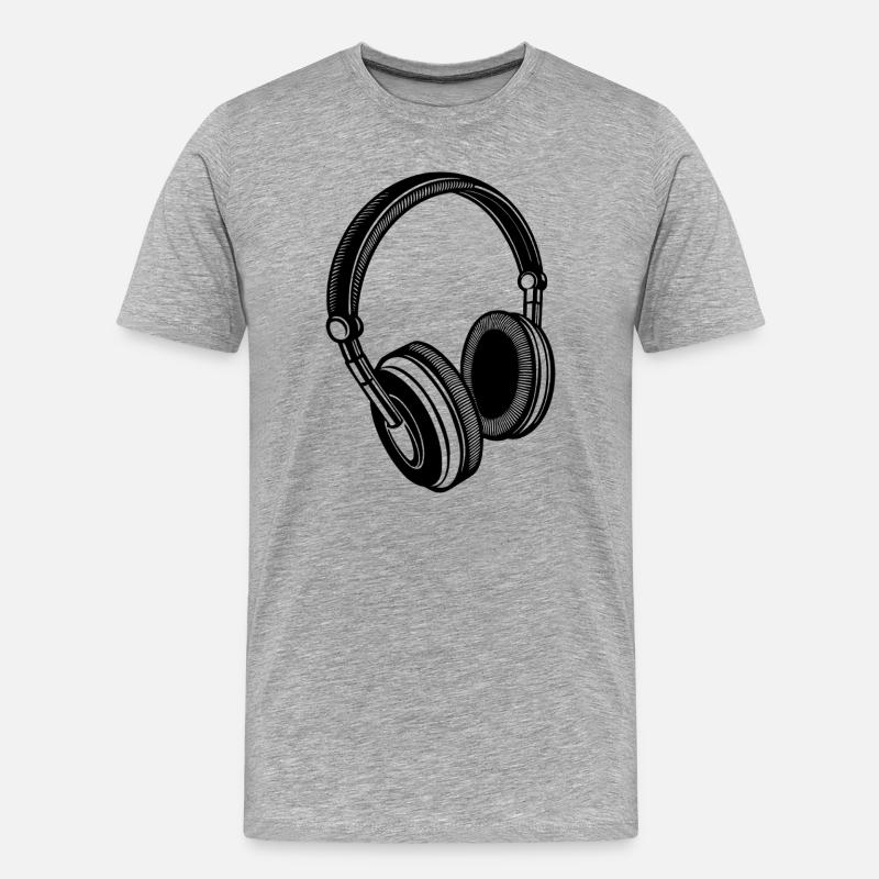 Kopfhörer - Männer Premium Bio T-Shirt - Grau meliert