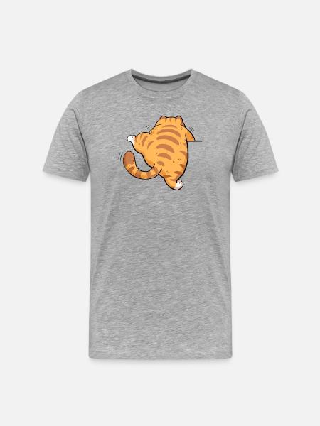Back view tabby kitten - Men's Premium Organic T-Shirt - heather grey