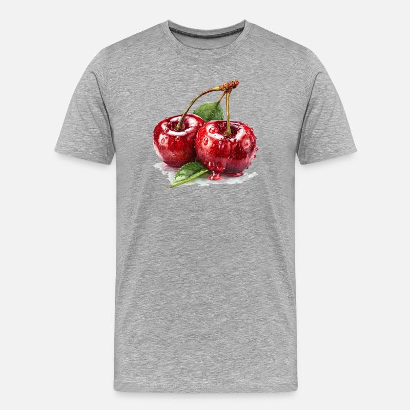 Kirsche - Männer Premium Bio T-Shirt - Grau meliert