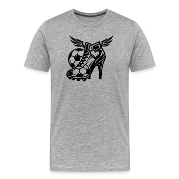 Fussballschuhe Fussball High Heels - Männer Premium Bio T-Shirt - Grau meliert - Vorne - Damien (186cm)
