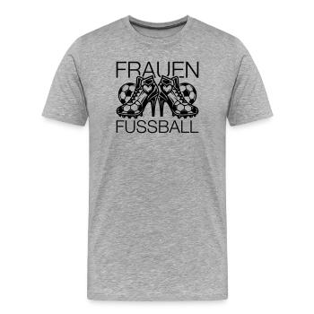 Frauenfussball Fussballschuhe Symbol - Männer Premium Bio T-Shirt - Grau meliert - Vorne - Damien (186cm)