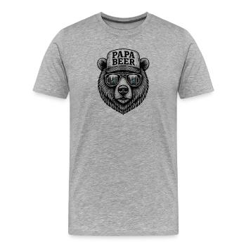 Papa Beer Vater Bär Bier Humor Geschenkidee - Männer Premium Bio T-Shirt - Grau meliert - Vorne - Damien (186cm)