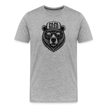 Papa Beer Vater Bär Bier Humor Geschenkidee - Männer Premium Bio T-Shirt - Grau meliert - Vorne - Damien (186cm)