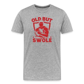 Fitness Motivation Bodybuilder Old But Swole Gym - Männer Premium Bio T-Shirt - Grau meliert - Vorne - Damien (186cm)