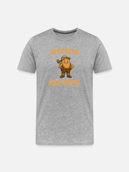 Deutsche Kartoffel mit Schaufel - Männer Premium Bio T-Shirt - Grau meliert