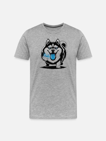 Husky Eiswürfel Cool Winter - Men's Premium Organic T-Shirt - heather grey