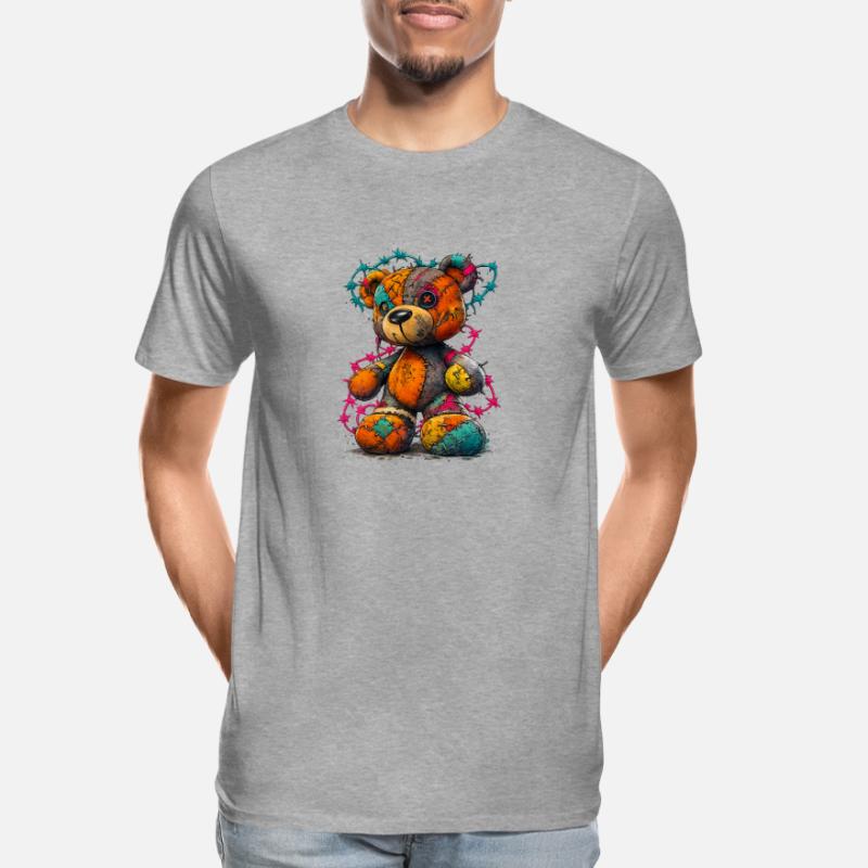 Patchwork teddy bear with neon threads Men's Premium Organic T-Shirt