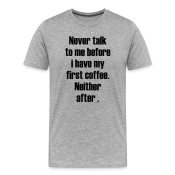 Inscription ironique amusante - T-shirt bio Premium Homme - gris chiné - Devant - Damien (186cm)