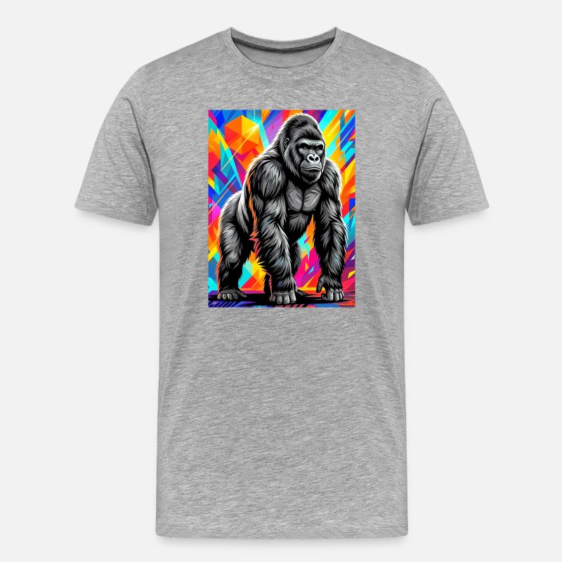 Gorilla - Männer Premium Bio T-Shirt - Grau meliert