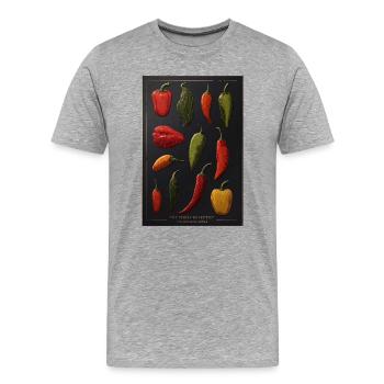 Croquis du Chili Collective sur le piment - T-shirt bio Premium Homme - gris chiné - Devant - Damien (186cm)