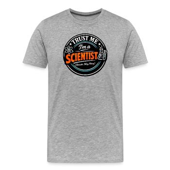 Je suis scientifique - T-shirt bio Premium Homme - gris chiné - Devant - Damien (186cm)