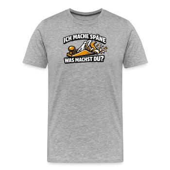 Ich mache Späne Was Machst Du - Männer Premium Bio T-Shirt - Grau meliert - Vorne - Damien (186cm)
