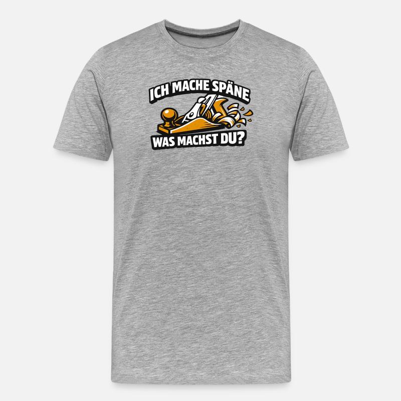 Ich mache Späne Was Machst Du - Männer Premium Bio T-Shirt - Grau meliert
