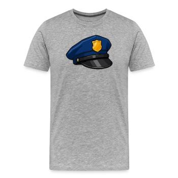 Cartoon-Polizeikappe mit Abzeichen - Männer Premium Bio T-Shirt - Grau meliert - Vorne - Damien (186cm)