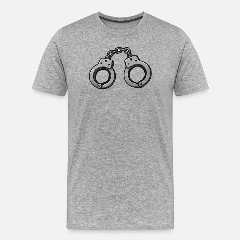 Handschellen Grafik - Männer Premium Bio T-Shirt - Grau meliert