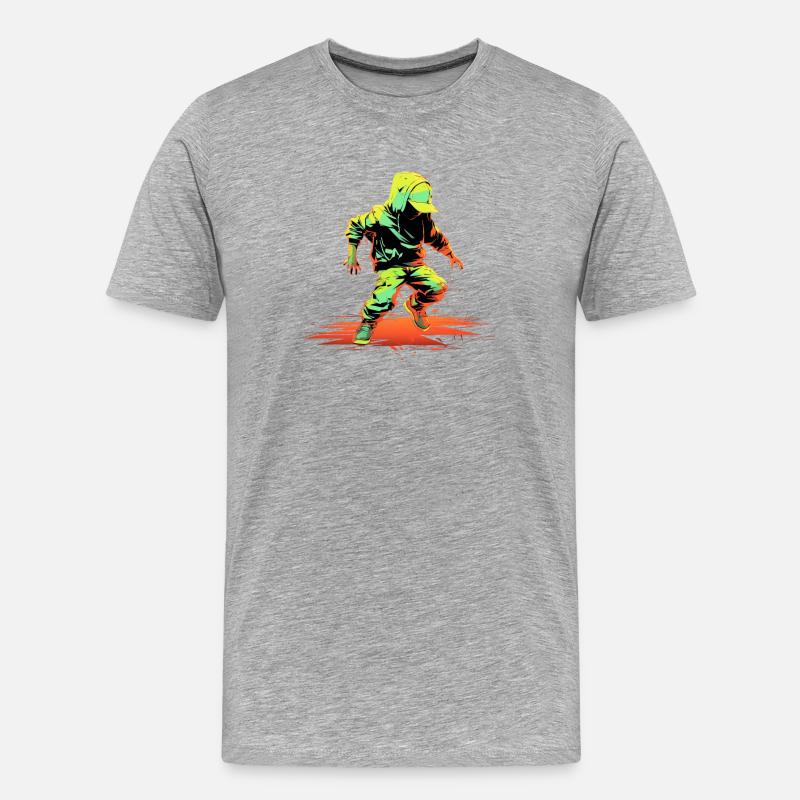 Breakdance Steamwave - Männer Premium Bio T-Shirt - Grau meliert