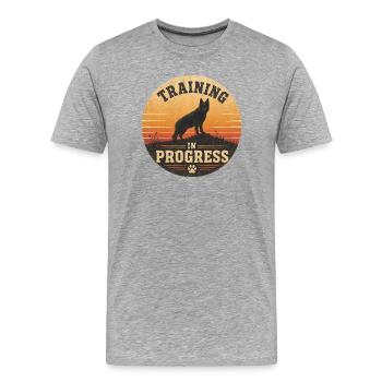 Training in Progress - Men's Premium Organic T-Shirt - heather grey - Front - Damien (186cm)