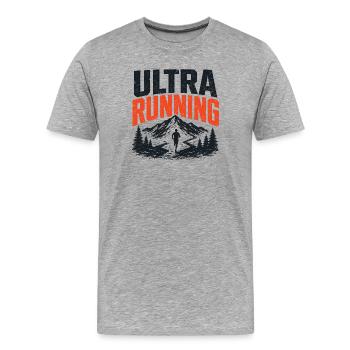 Design des Ultra-Running-Bergwegs - Männer Premium Bio T-Shirt - Grau meliert - Vorne - Damien (186cm)