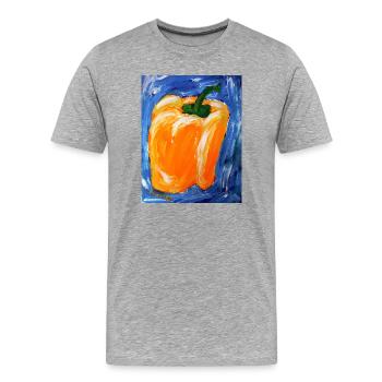 Le poivre orange dans l’expressionnisme - T-shirt bio Premium Homme - gris chiné - Devant - Damien (186cm)