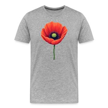 Mohnblume - Männer Premium Bio T-Shirt - Grau meliert - Vorne - Damien (186cm)