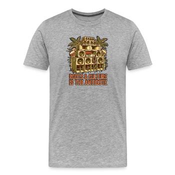 Antidote Is Roots - Männer Premium Bio T-Shirt - Grau meliert - Vorne - Damien (186cm)