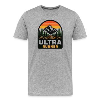 Ultra Runner Vintage Mountain Sunset - Männer Premium Bio T-Shirt - Grau meliert - Vorne - Damien (186cm)
