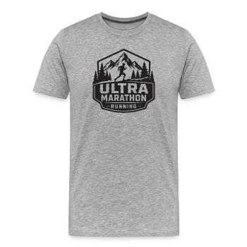 Insigne de Mountain Course d’Ultramarathon - T-shirt bio Premium Homme - gris chiné - Devant - Damien (186cm)