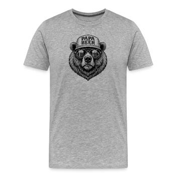 Papa Beer Vater Bär Bier Humor Geschenkidee - Männer Premium Bio T-Shirt - Grau meliert - Vorne - Damien (186cm)