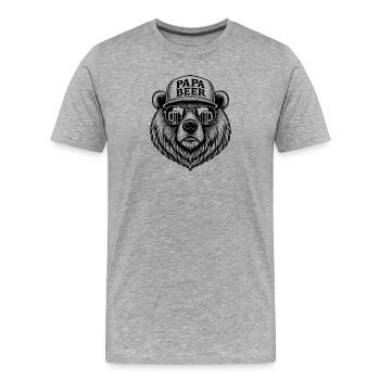 Papa Beer Vater Bär Bier Humor Geschenkidee - Männer Premium Bio T-Shirt - Grau meliert - Vorne - Damien (186cm)