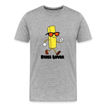 Amoureux des frites - T-shirt bio Premium Homme - gris chiné - Devant - Damien (186cm)