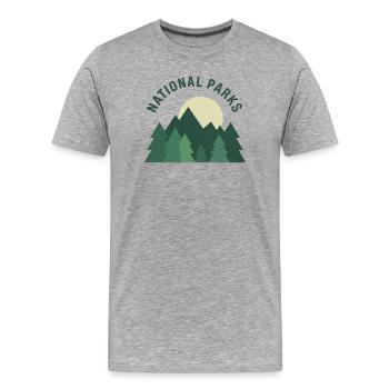 National Park Hiking Forest Peaks Landscape Nature - Men's Premium Organic T-Shirt - heather grey - Front - Damien (186cm)