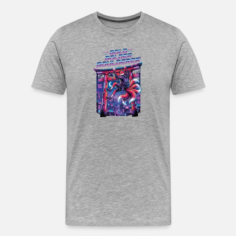 Bouldern Bold Bolder Boulderer - Männer Premium Bio T-Shirt - Grau meliert