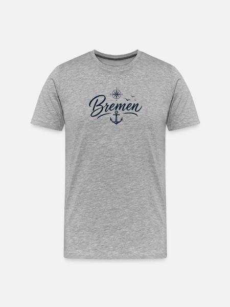 Bremen Anker - Männer Premium Bio T-Shirt - Grau meliert