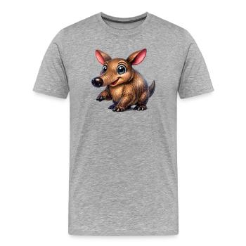 Cute Cartoon Aardvark - Men's Premium Organic T-Shirt - heather grey - Front - Damien (186cm)
