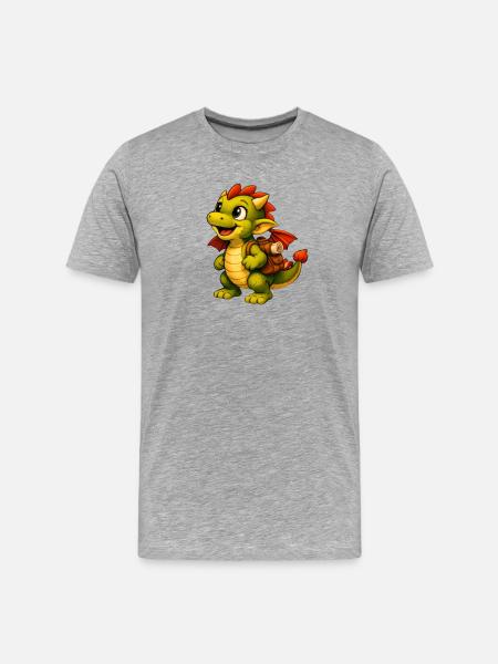 Little Dragon with Backpack - Men's Premium Organic T-Shirt - heather grey