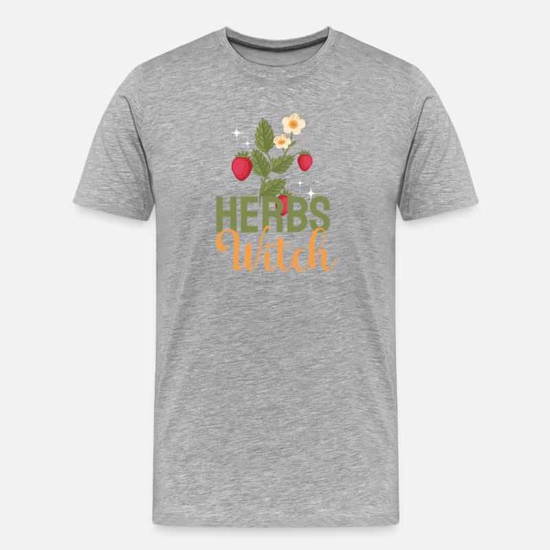 Herbs Witch Floral - Männer Premium Bio T-Shirt - Grau meliert
