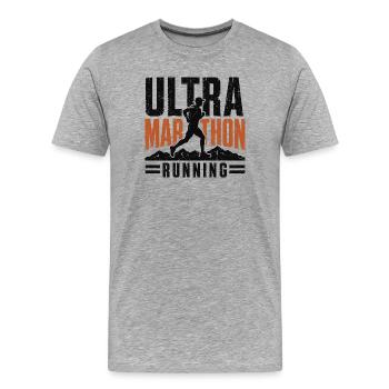 Course d’ultramarathon en détresse - T-shirt bio Premium Homme - gris chiné - Devant - Damien (186cm)