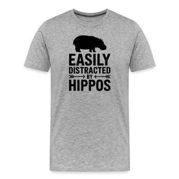 Hippopotamus Sayings Hippopotamus Joke Hippopotamus Gift - Men's Premium Organic T-Shirt - heather grey - Front - Damien (186cm)