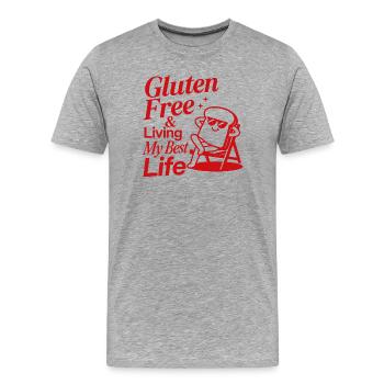 Gluten Free Living My Best Life - Men's Premium Organic T-Shirt - heather grey - Front - Damien (186cm)