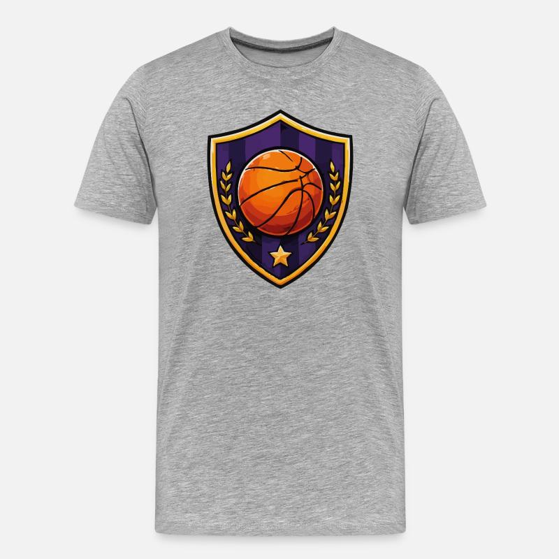 Basketballschild Lorbeer - Männer Premium Bio T-Shirt - Grau meliert