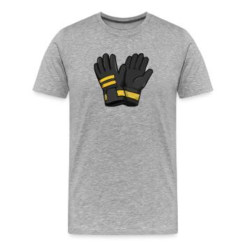 Schwarze Handschuhe mit Gelben Akzenten - Männer Premium Bio T-Shirt - Grau meliert - Vorne - Damien (186cm)