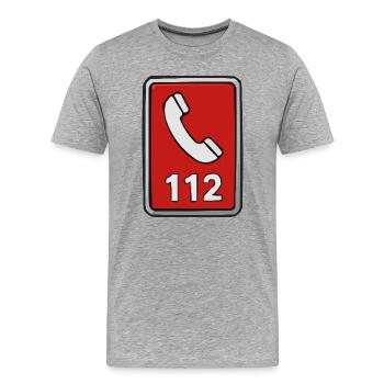 Emergency Call112 Symbol Retro Style - Men's Premium Organic T-Shirt - heather grey - Front - Damien (186cm)