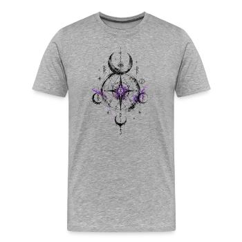 Cosmic Moon Sigil in Purple Nebula - Men's Premium Organic T-Shirt - heather grey - Front - Damien (186cm)