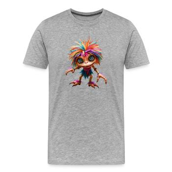 Créature poilue multicolore - T-shirt bio Premium Homme - gris chiné - Devant - Damien (186cm)