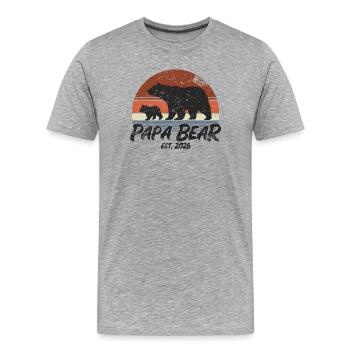 Papa Bear - Father 2026 Father's Day Gift - Men's Premium Organic T-Shirt - heather grey - Front - Damien (186cm)