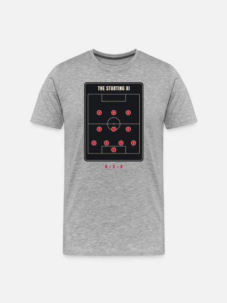 Startelf 4-3-3 Fußballformation - Männer Premium Bio T-Shirt - Grau meliert